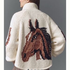 PILCRO WESTERN HORSE GRAPHIC CARDIGAN, size Small